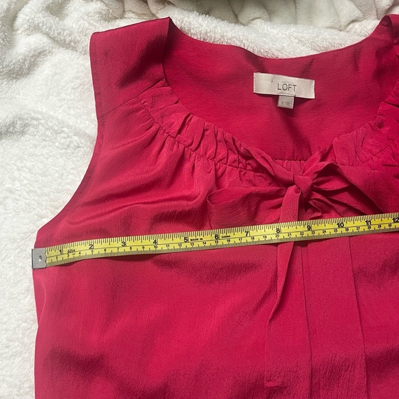 LOFT Blouse Womens Pink Sleeveless Tie Front Chic Feminine Top Loose Fit Small - Picture 7 of 8